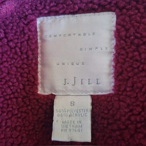 Women's J. Jill Sherpa Lined Faux Suede Jacket Red Size Small - Picture 4 of 13